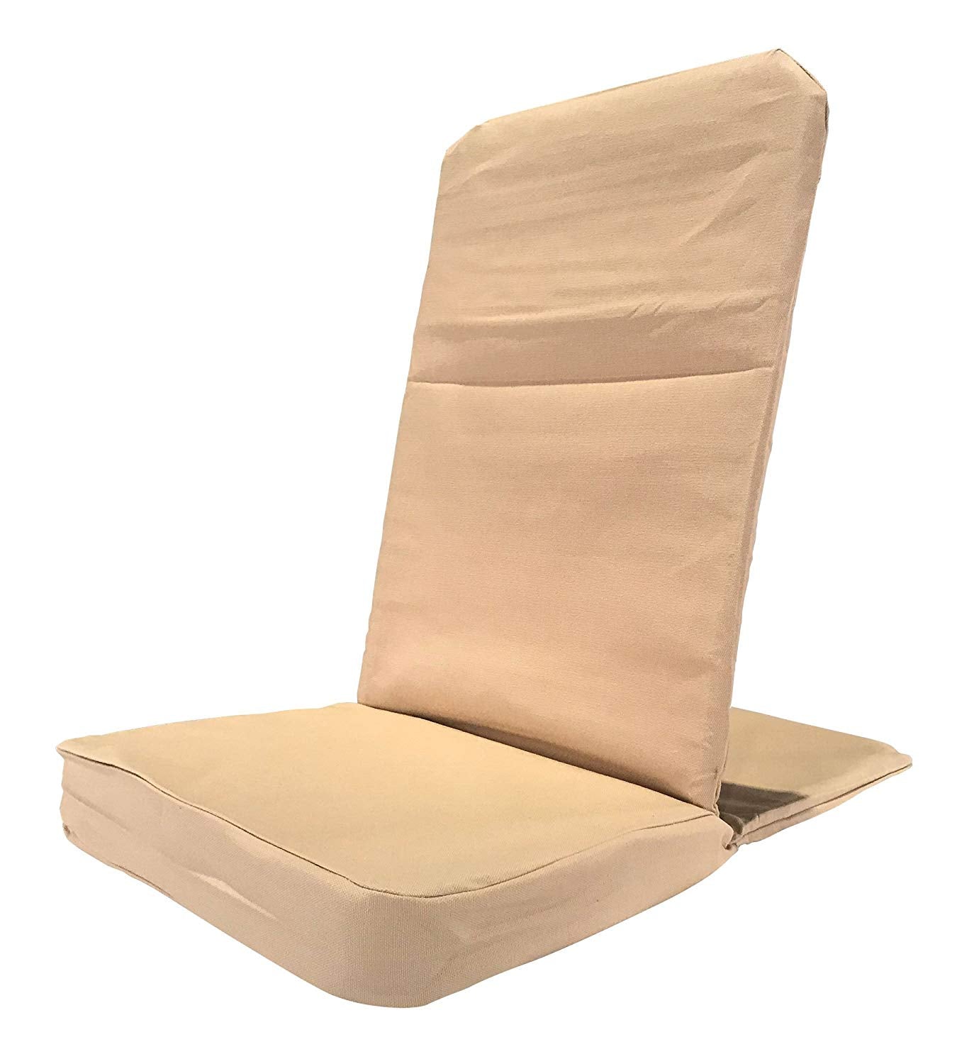 Folding Meditation Floor Chair with Back Rest Sand Biege
