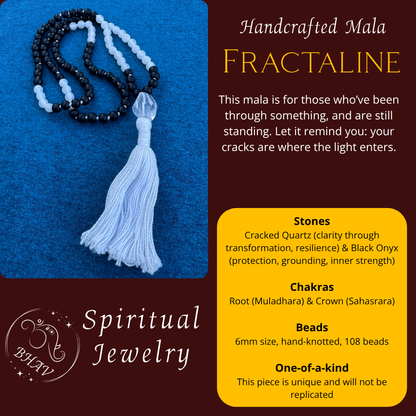 Fractaline - Black Onyx and Cracked Quartz 6mm Mala Prayer Beads