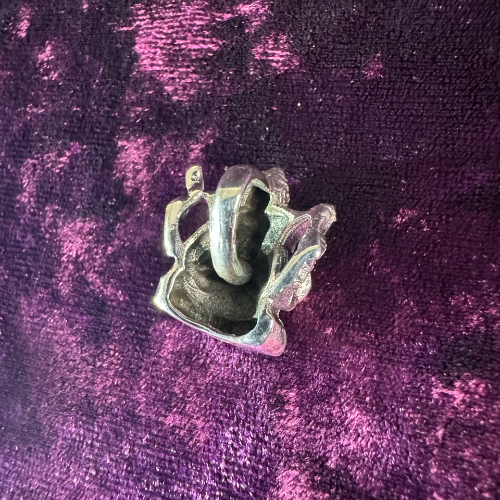 Ganesha Sterling Silver Pendant with Ruby and Sapphire Back Side
