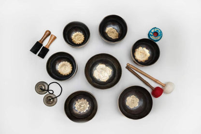 Gold Mandala Chakra Singing Bowl Set
