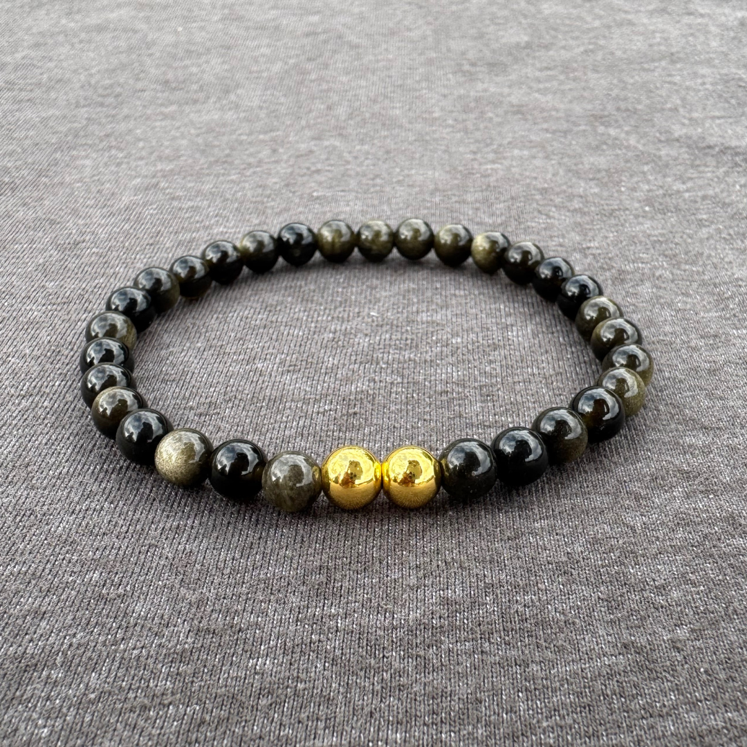Gold Obsidian 6mm Mala Bracelet