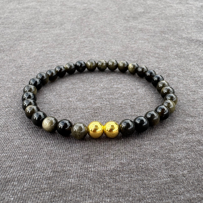 Gold Obsidian 6mm Mala Bracelet