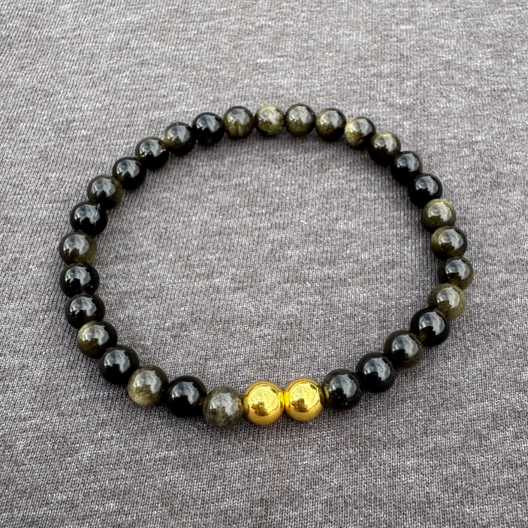 Gold Obsidian 6mm Mala Bracelet