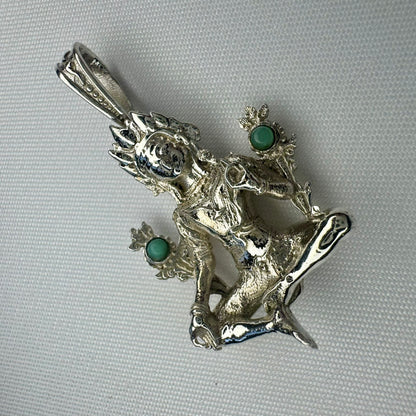 Sterling Silver Green Tara Pendant with Jade Side Profile