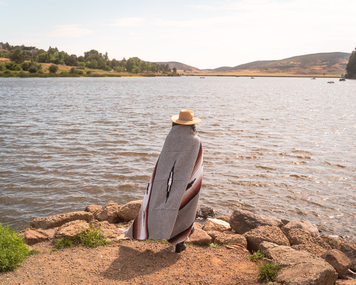 Grey Baja Diamond Yoga Blanket Lifestyle on the Beach