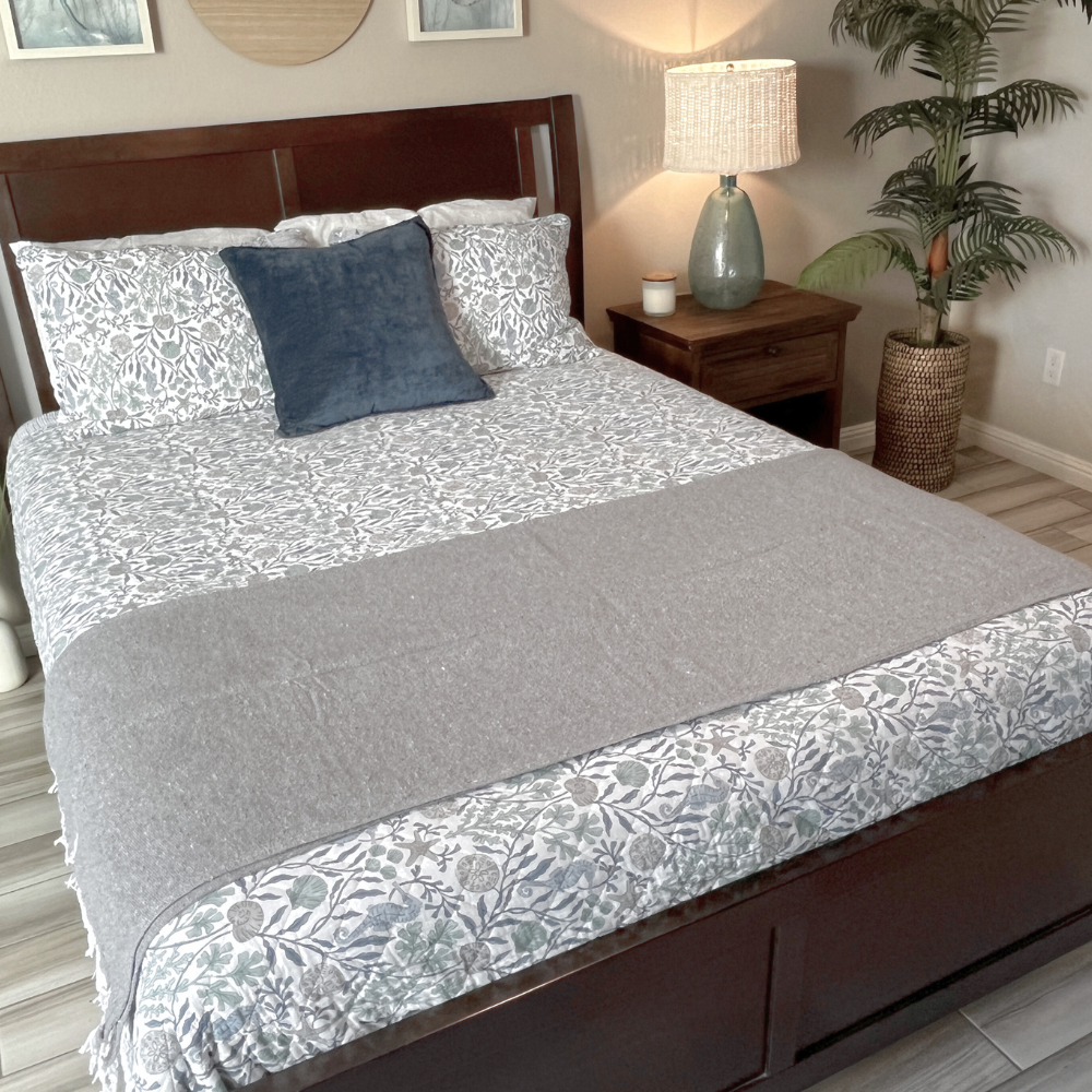 Grey Solid Baja Yoga Blanket Styled at Home