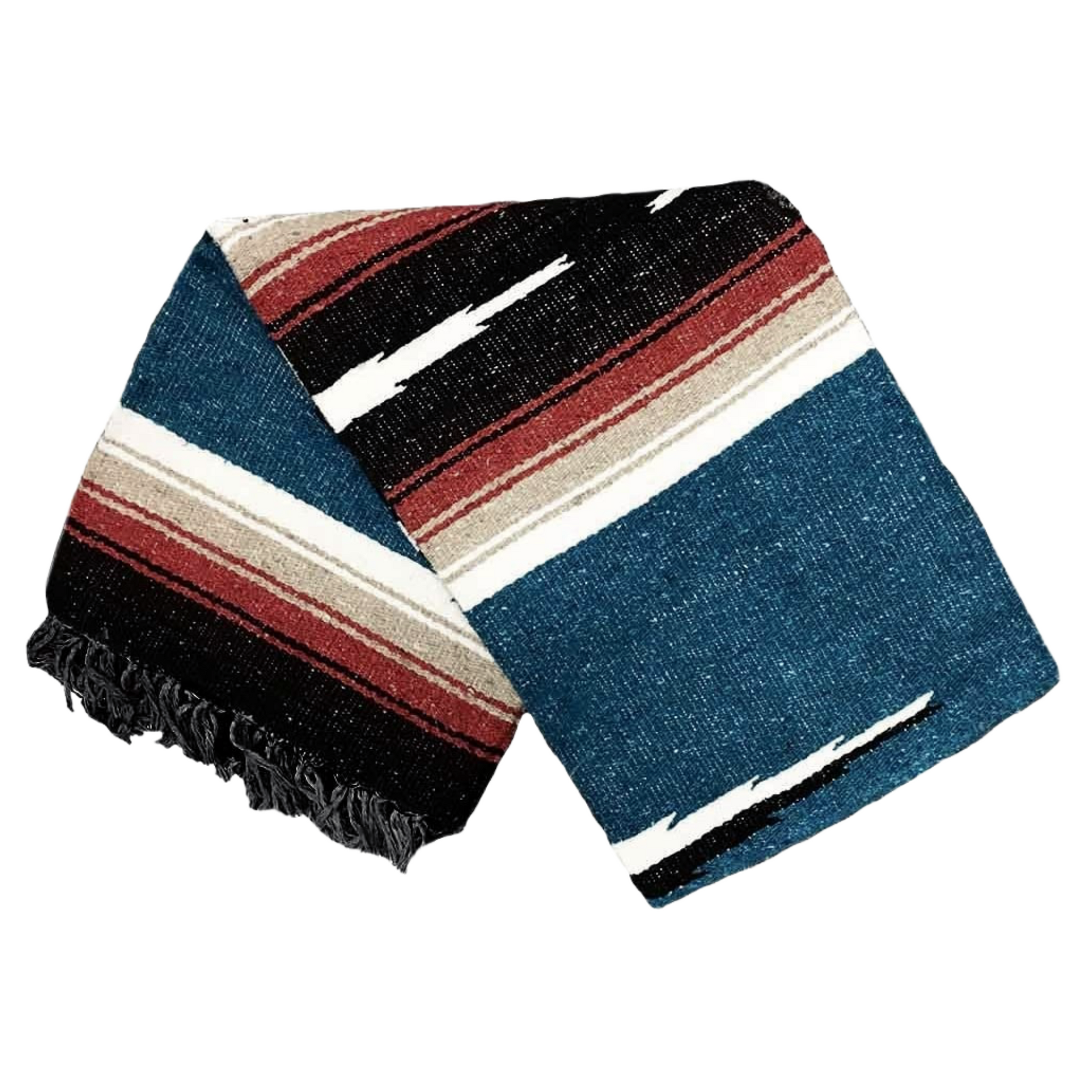 Harvest Moon Blue Baja Yoga Blanket Angle Fold