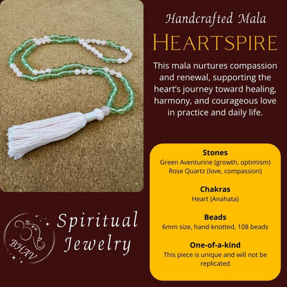 Heartspire - Green Aventurine & Rose Quartz 6mm Handcrafted Mala