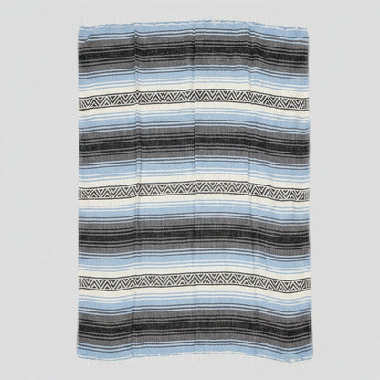 Light Blue Mexican Falsa Yoga Blanket Laid Out