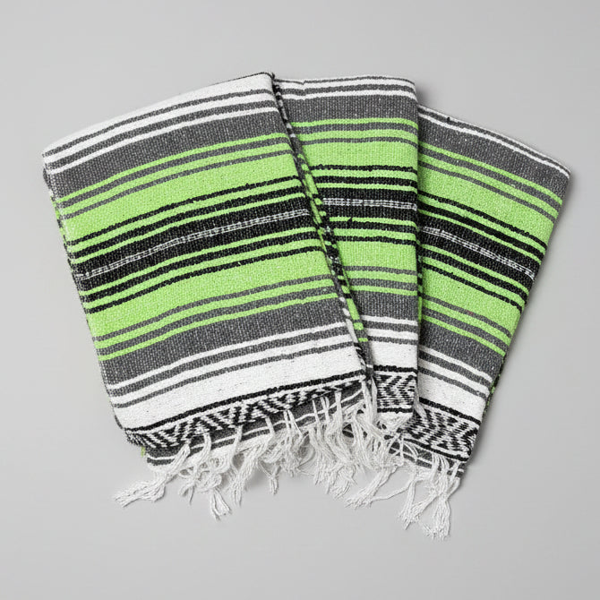 Bright Green Mexican Falsa Yoga Blanket Three-Pack