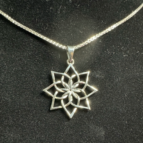 92.5% Sterling Silver Open Lotus Pendant