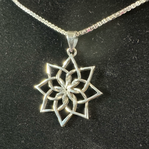 92.5% Sterling Silver Open Lotus Pendant