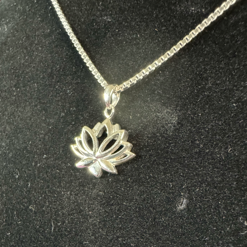 92.5% Sterling Silver Large Lotus Pendant