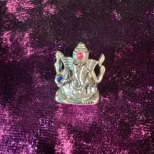 Ganesha Sterling Silver Pendant with Ruby and Sapphire