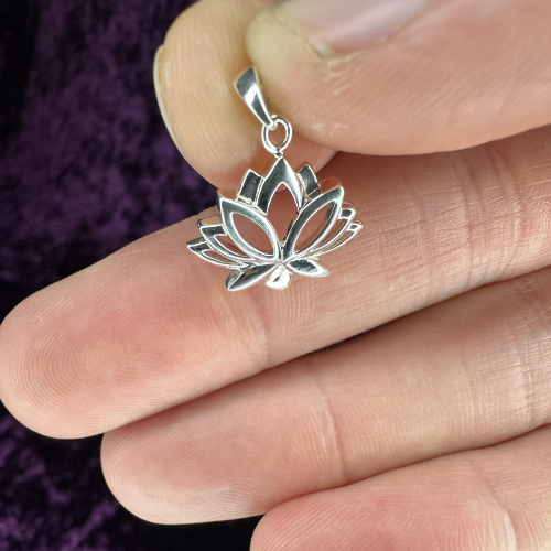 Large Lotus Sterling Silver Pendant