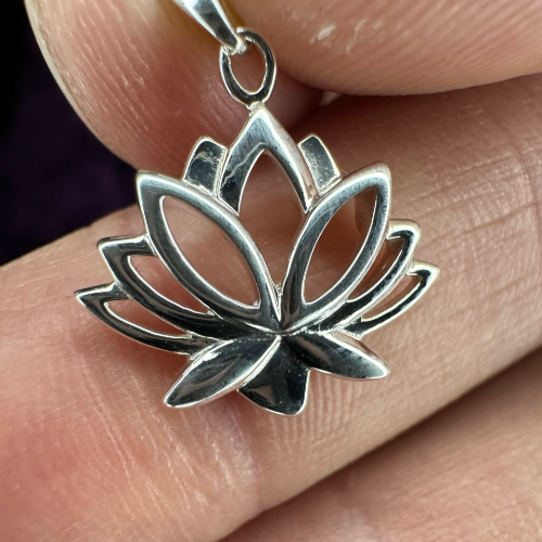 92.5% Sterling Silver Large Lotus Pendant