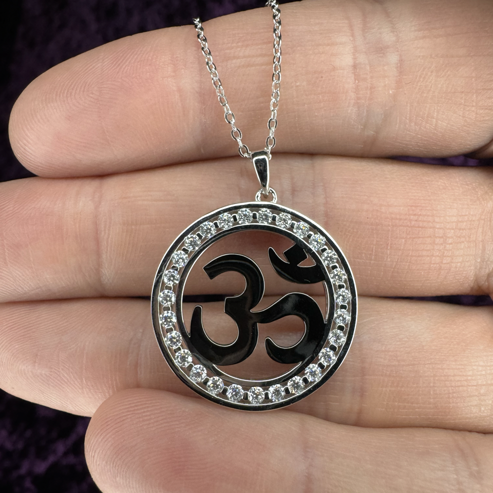 92.5% Sterling Silver OM with Moissanite Pendant