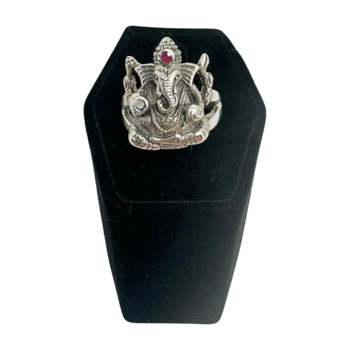 Ganesha Ring with Ruby and Sapphire