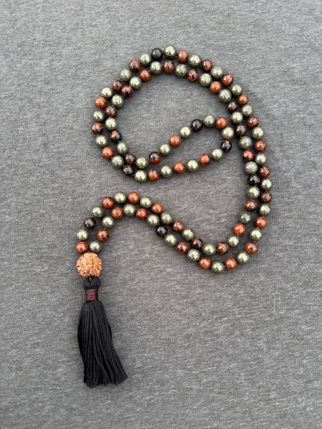Journey of Grief, Endings, Grounding - Mahogany Obsidian and Pyrite 8mm Mala