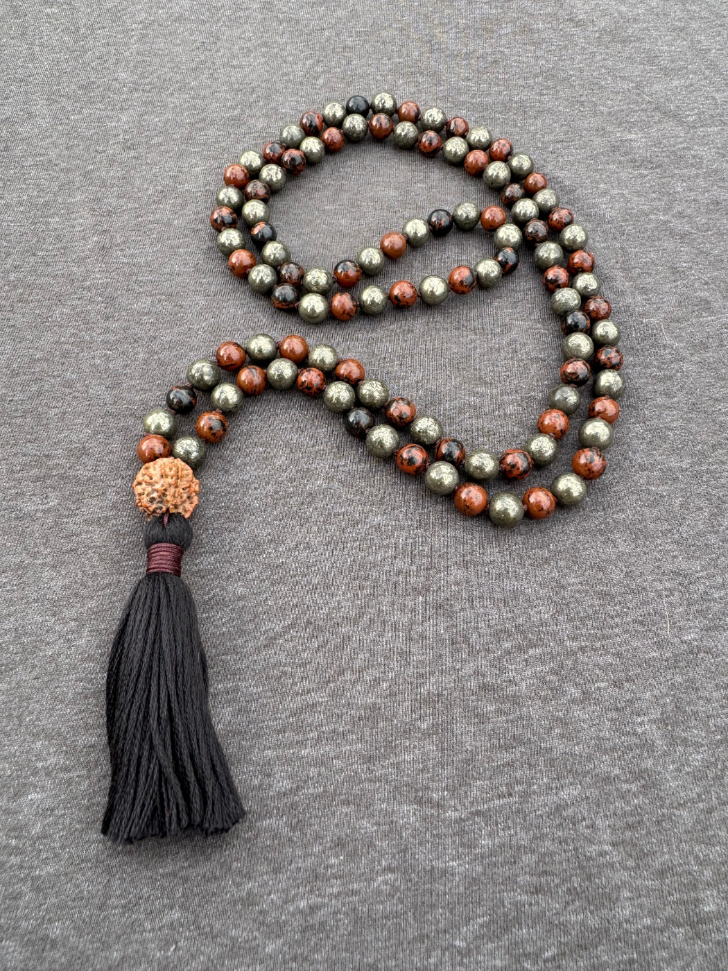 Journey of Grief, Endings, Grounding - Mahogany Obsidian and Pyrite 8mm Mala