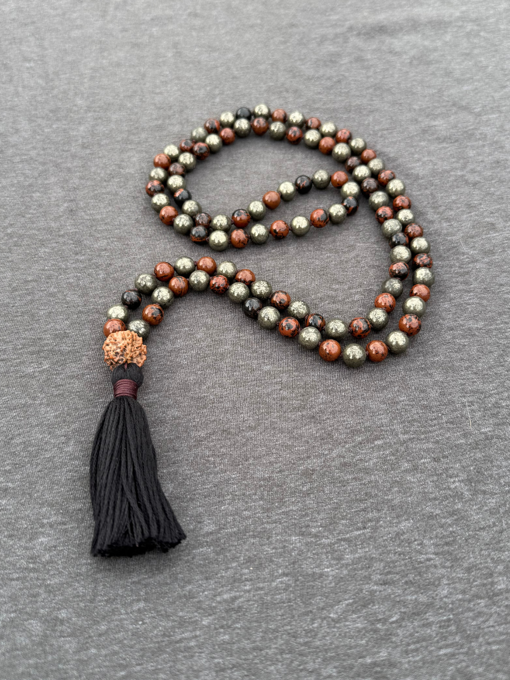 Journey of Grief, Endings, Grounding - Mahogany Obsidian and Pyrite 8mm Mala