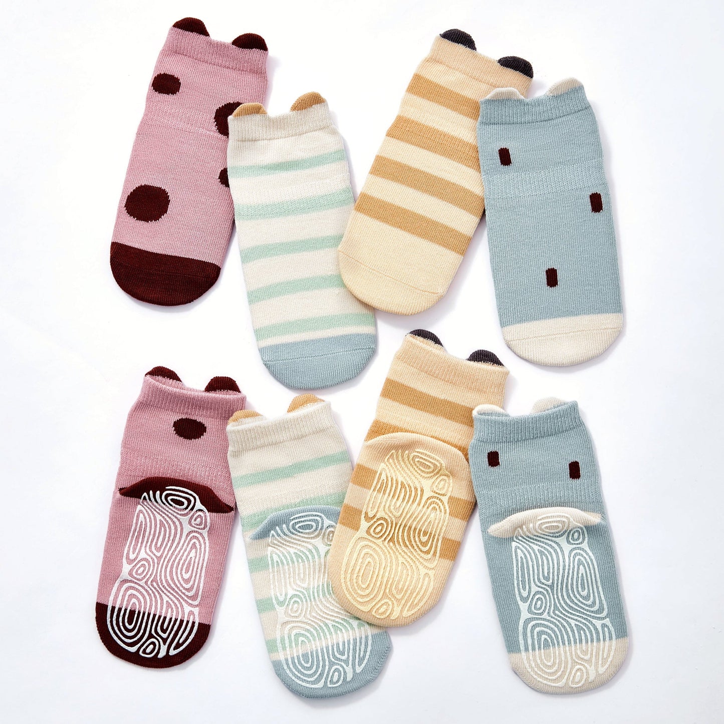 Ladybug & Friends - Baby & Toddler Stay-On Non-Slip Socks (4-Pack) Front and Back