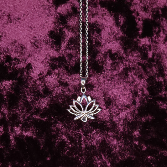 Large Lotus Sterling Silver Pendant