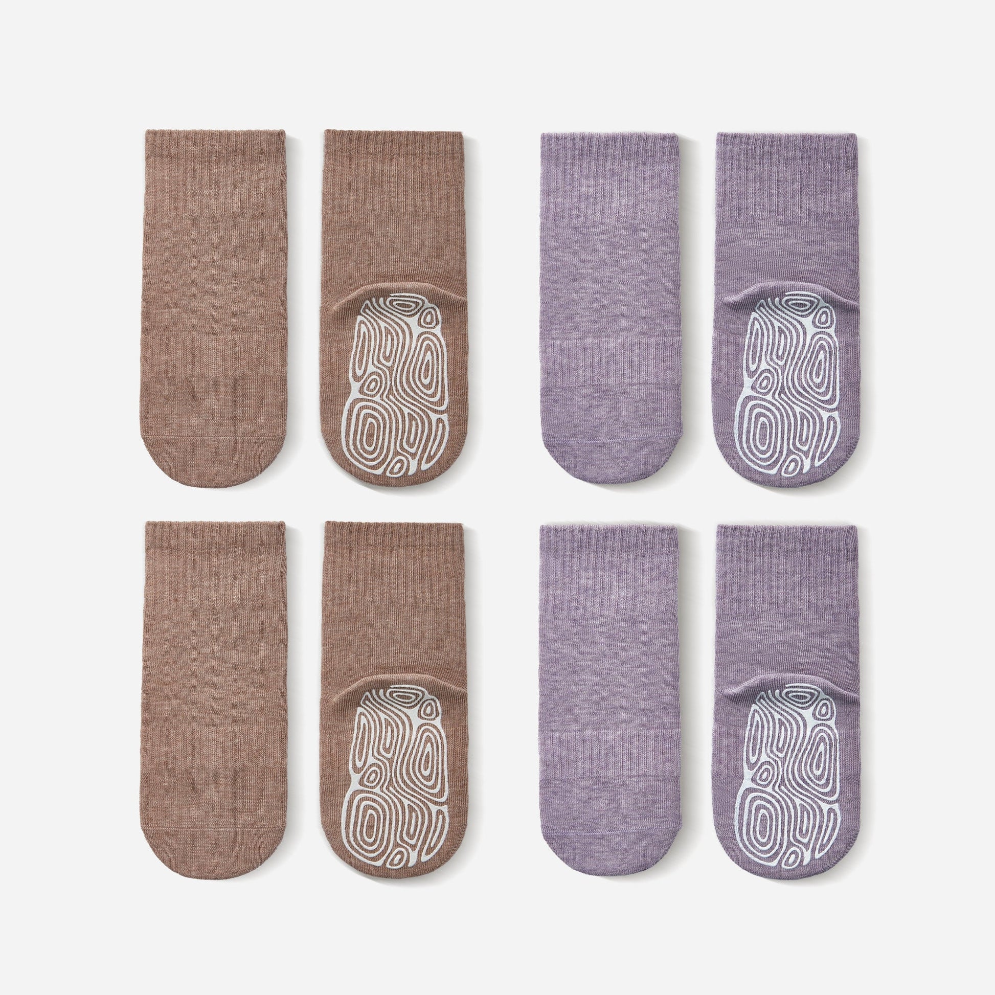 Lavender & Brown - Baby & Toddler Stay-On Non-Slip Socks (4-Pack)