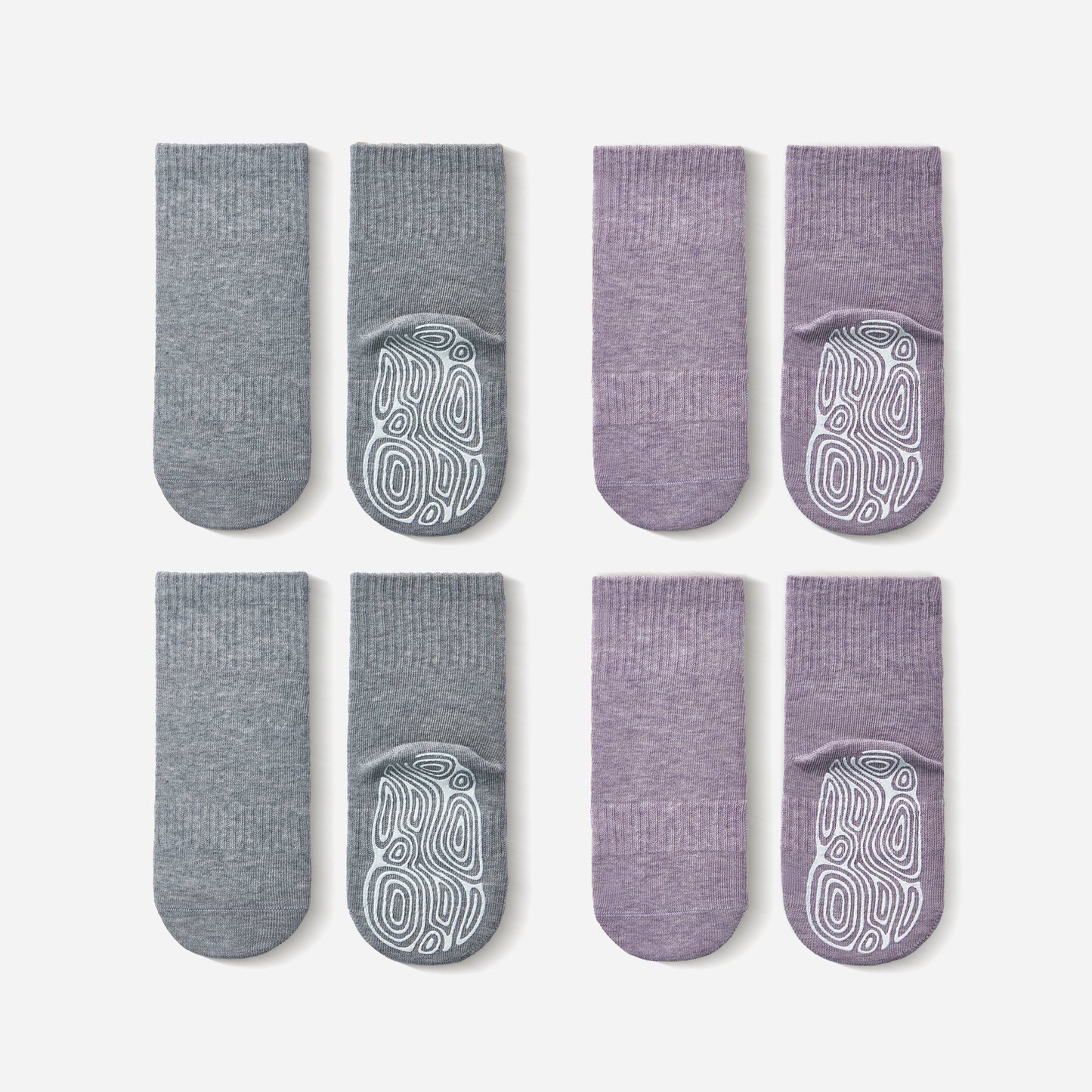 Lavender & Grey - Children's Stay-On Non-Slip Socks (4-Pack)