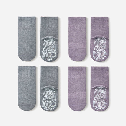 Lavender & Grey - Children's Stay-On Non-Slip Socks (4-Pack)