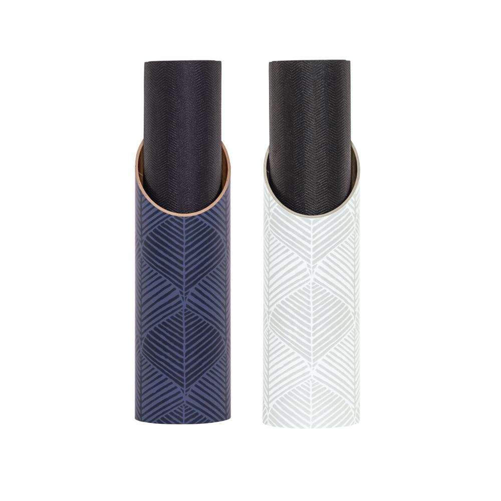 Leaf Out Yoga Mat Tube Blue and White Variations with Yoga Mat