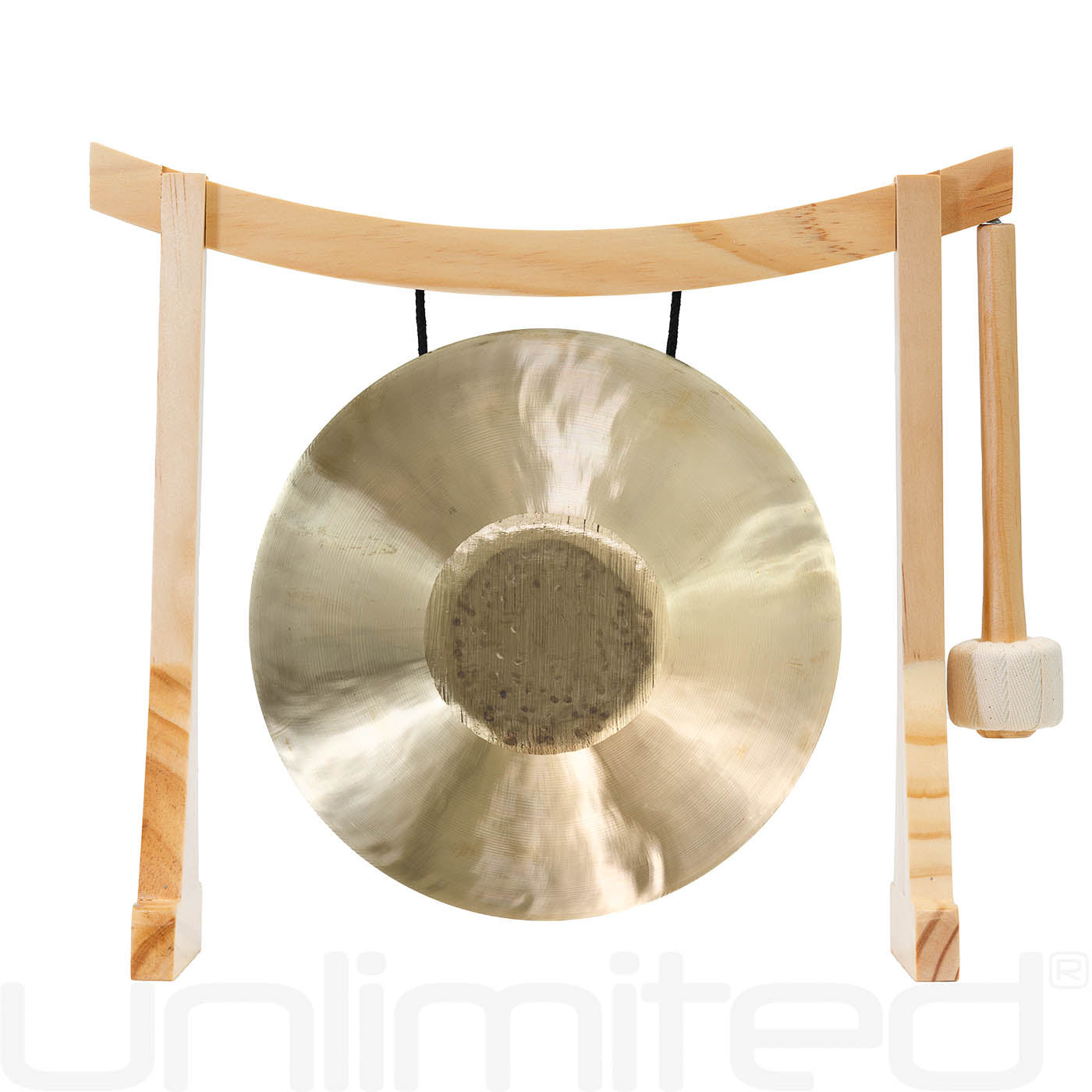 7” Gongs on Lifting Buddha Stand - Natural Bao