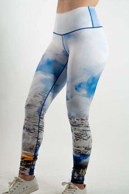 Maroon Bells Fall Yoga Pants Side Front