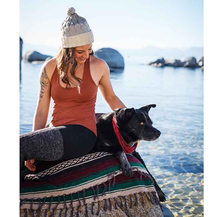 Mesa Verde Falsa Yoga Blanket Lifestyle with Dog