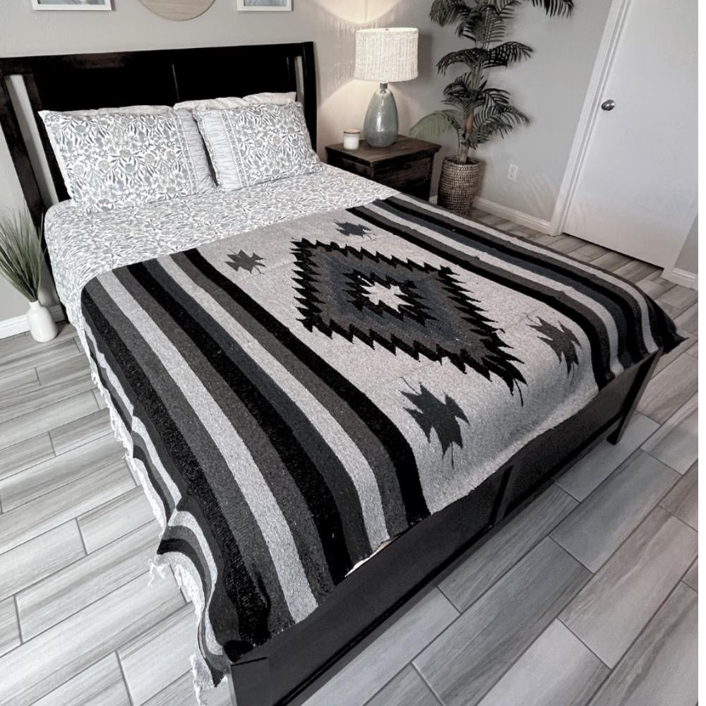 Midnight Diamond Yoga Blanket Lifestyle on Bed