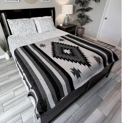 Midnight Diamond Yoga Blanket Lifestyle on Bed