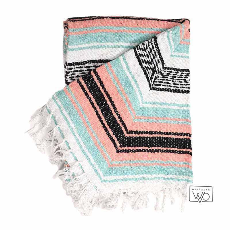 Mint & Peach Mexican Falsa Yoga Blanket