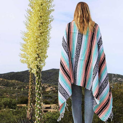 Mint & Peach Mexican Falsa Yoga Blanket Lifestyle Outdoors