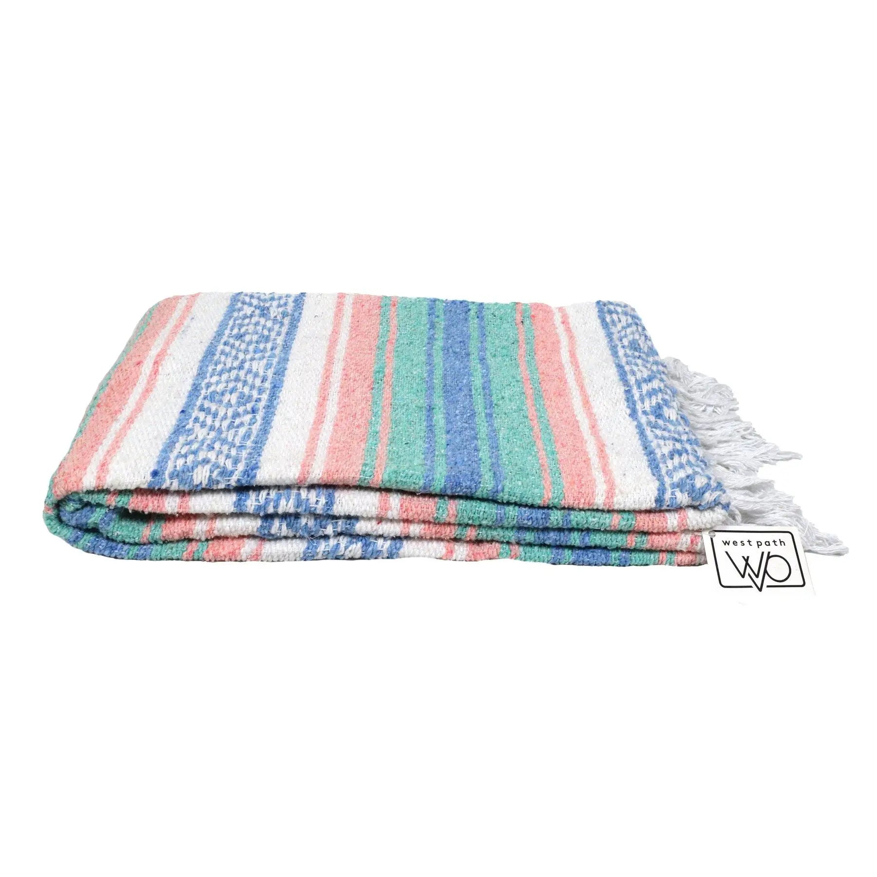 Mint Blue & Coral Peach Falsa Yoga Blanket