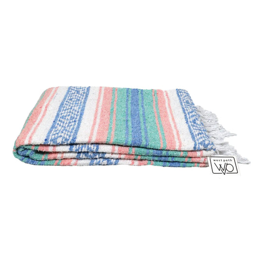 Mint Blue & Coral Peach Falsa Yoga Blanket