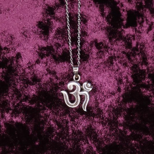 Modern Om Symbol Sterling Silver Pendant