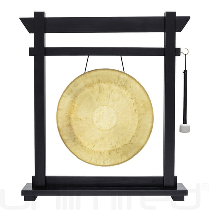 Black Moksha Joe Gong Stand Set - Stand with 14" Gong White