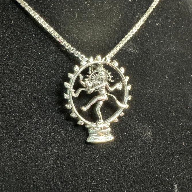 Nataraj Dancing Shiva Sterling Silver Pendant Side Angle