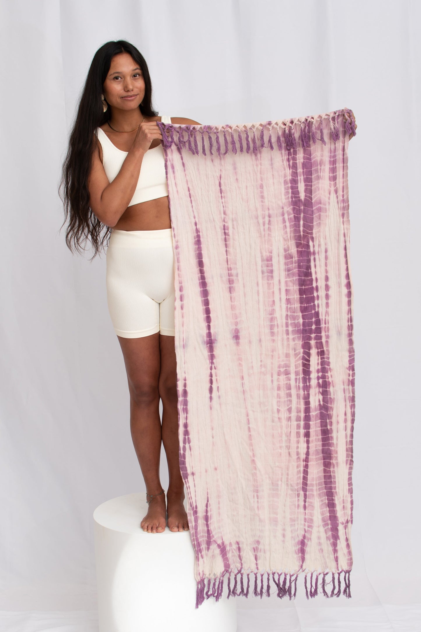 Naturally Dyed Herbal Yoga Mat Towels Amethyst Shibori