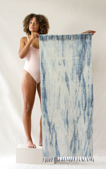 Naturally Dyed Herbal Yoga Mat Towels Indigo Moon Shibori