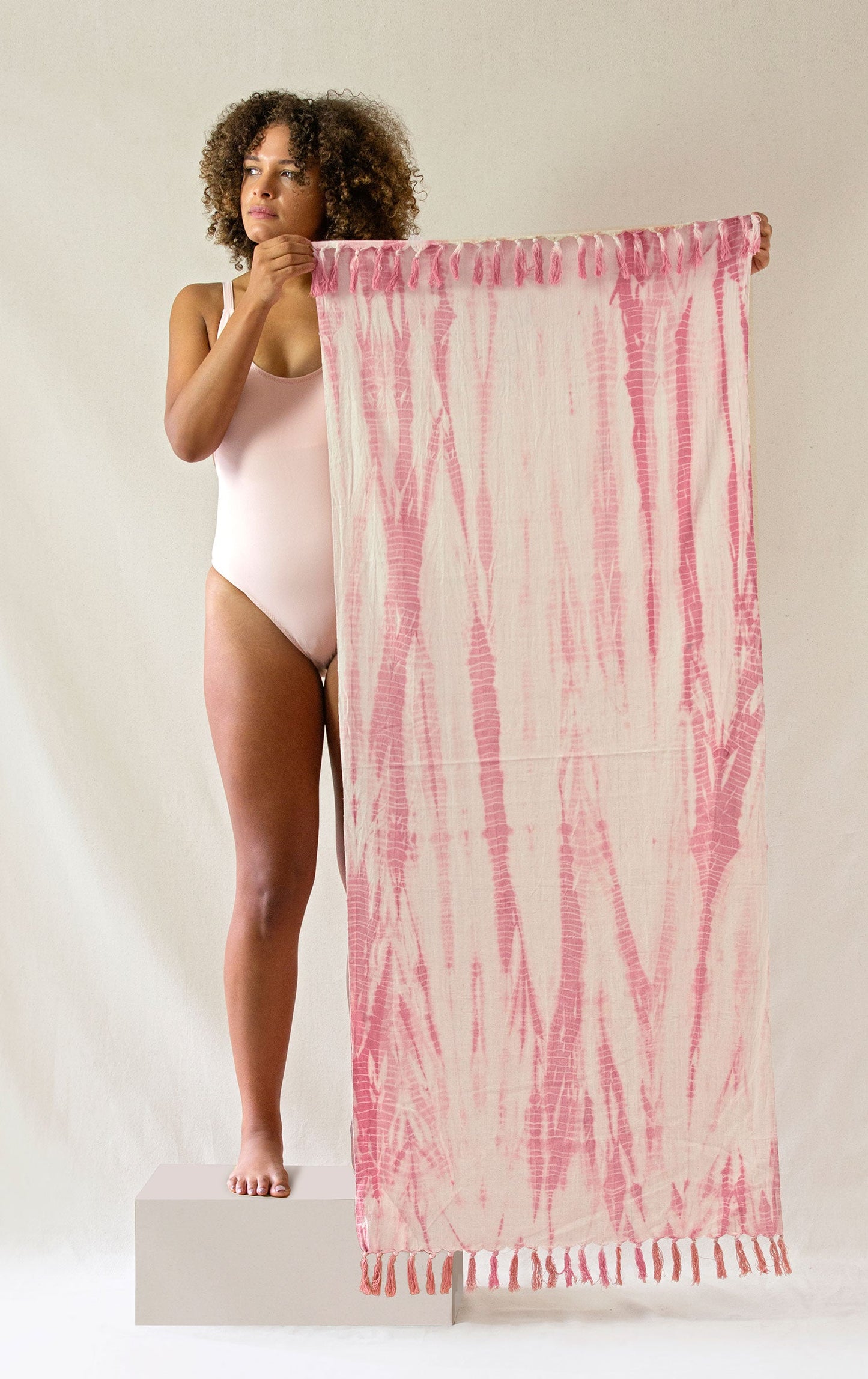 Naturally Dyed Herbal Yoga Mat Towels Rose Shibori