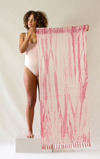 Naturally Dyed Herbal Yoga Mat Towels Rose Shibori