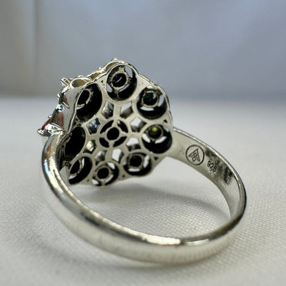 Navaratna Sterling Silver Ring Back