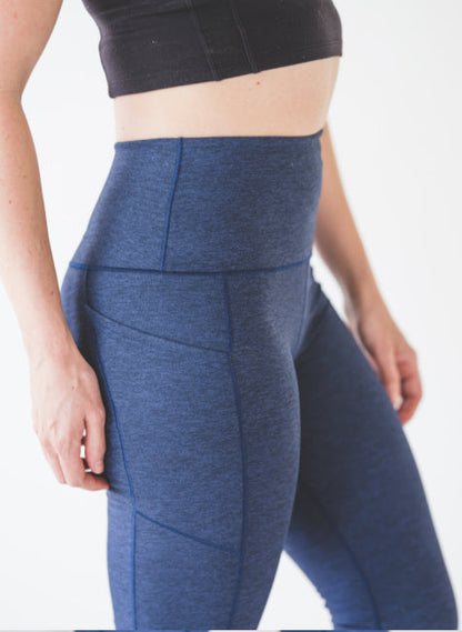 Navy Wander Pocket Yoga Pants Close Up