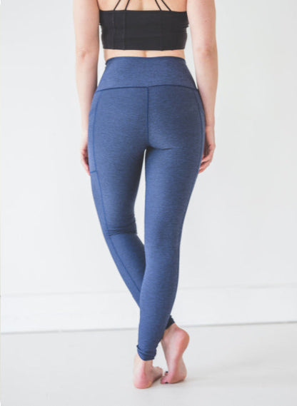 Navy Wander Pocket Yoga Pants Rear